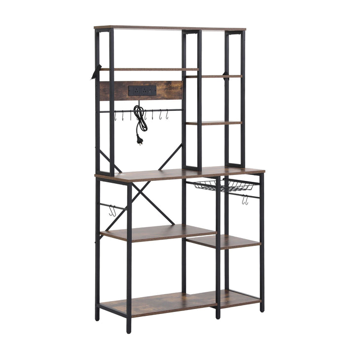 Artiss Kitchen Rack with Power Outlets Hooks 96CMX170CM Microwave Storage Shelf