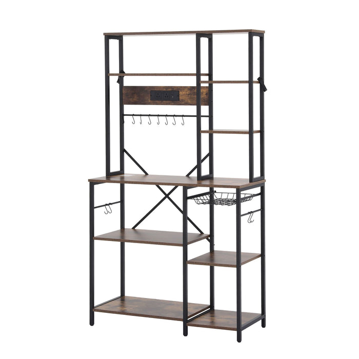 Artiss Kitchen Rack with Power Outlets Hooks 96CMX170CM Microwave Storage Shelf
