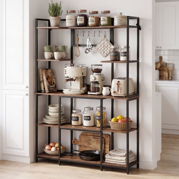Artiss Kitchen Rack with 6 Hooks Microwave Storage Shelf 120cm x 170cm