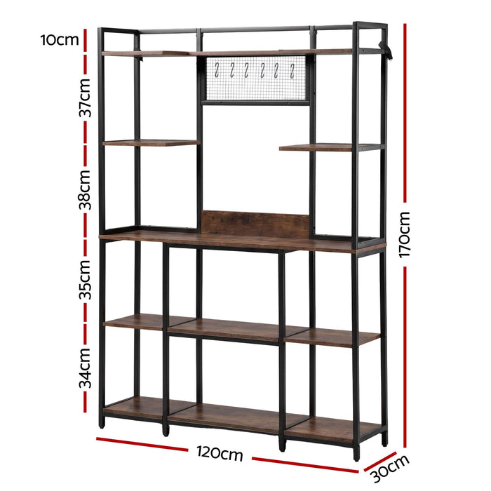 Artiss Kitchen Rack with 6 Hooks Microwave Storage Shelf 120cm x 170cm
