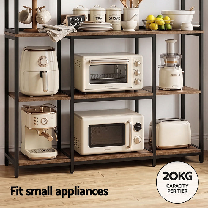 Artiss Kitchen Rack with 6 Hooks Microwave Storage Shelf 120cm x 170cm