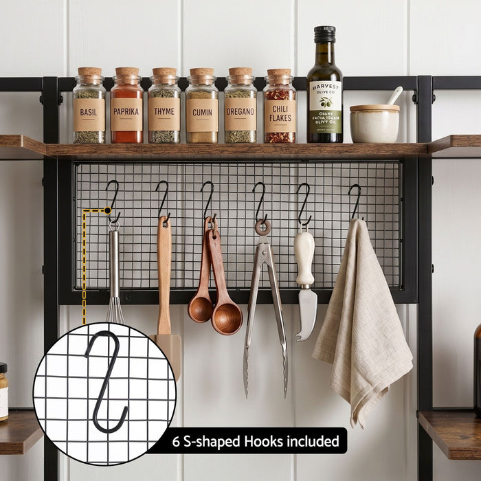 Artiss Kitchen Rack with 6 Hooks Microwave Storage Shelf 120cm x 170cm