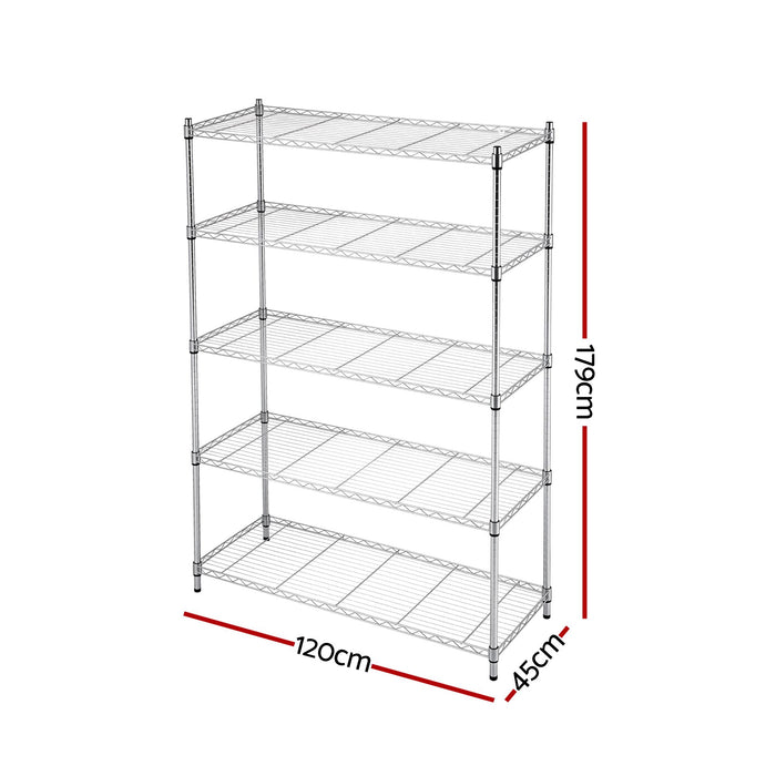 Artiss 5-Tier Kitchen Rack Shelf Shelving 120x45x179CM Adjustable Metal Storage Shelves