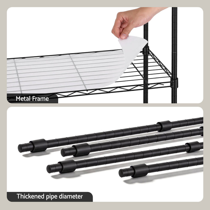 Artiss 5-Tier Kitchen Rack Shelf Shelving Unit 55x30x150CM Adjustable Metal Storage Shelves Black