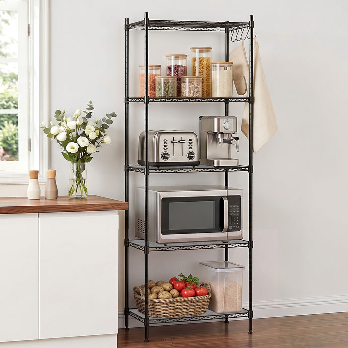 Artiss 5-Tier Kitchen Rack Shelf Shelving Unit 55x30x150CM Adjustable Metal Storage Shelves Black