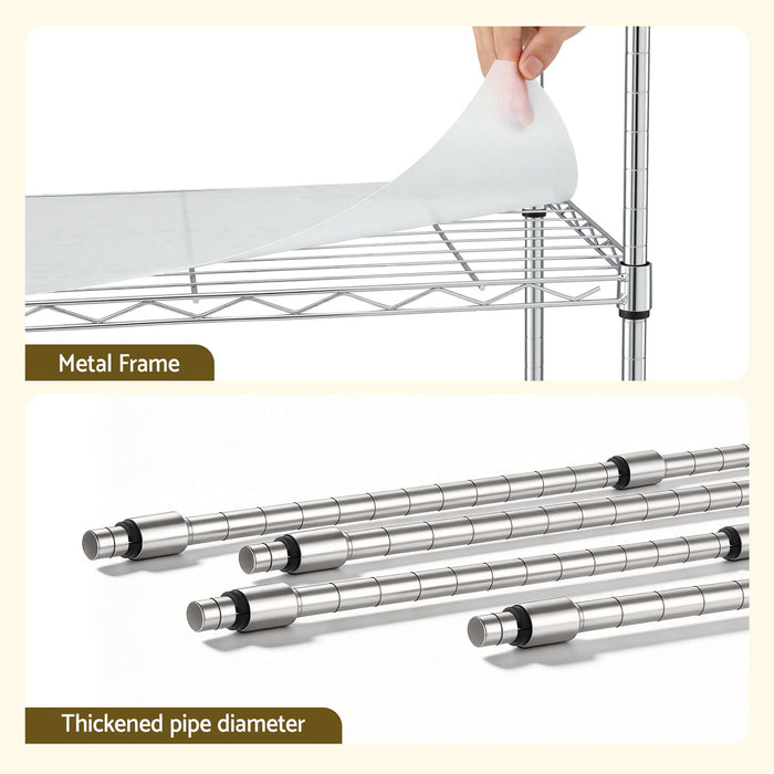 Artiss 5-Tier Kitchen Rack Shelf Shelving Unit 60x35x150CM Adjustable Metal Storage Shelves Silver