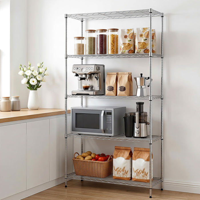 Artiss 5-Tier Kitchen Rack Shelf Shelving 90x35x182CM Adjustable Metal Storage Shelves