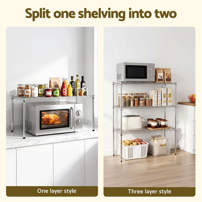 Artiss 5-Tier Kitchen Rack Shelf Shelving 90x35x182CM Adjustable Metal Storage Shelves