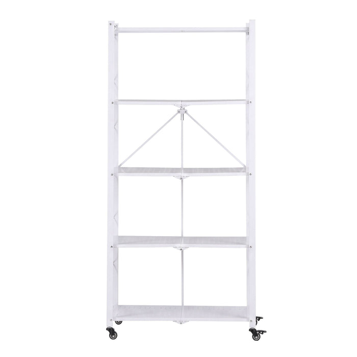 Artiss 5-Tier Foldable Kitchen Bakers Rack 71x160cm Microwave Stand White