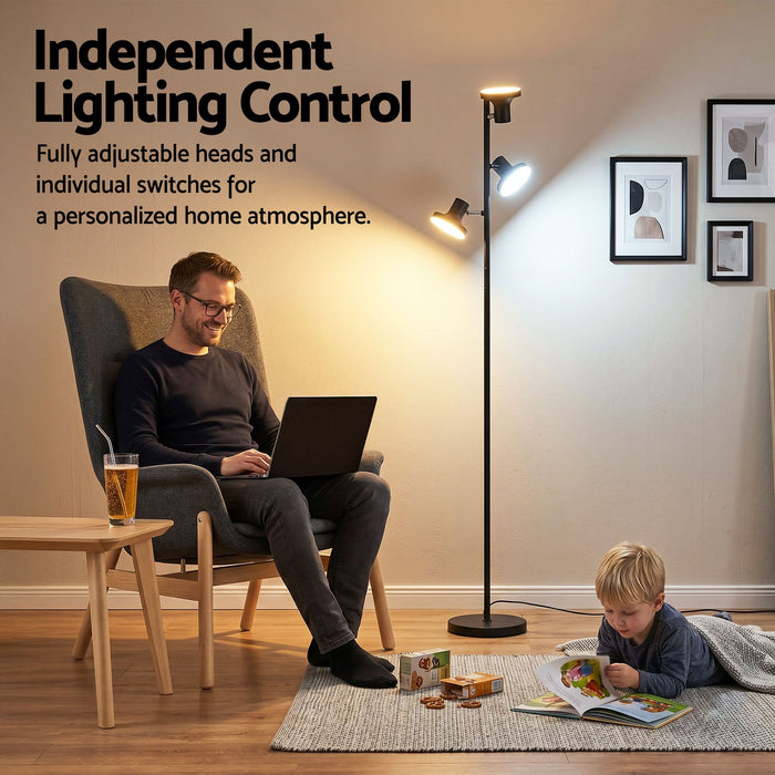 Artiss LED Tree Floor Lamp, 36W Modern Dimmable Standing Lamp with Remote & Touch Control, 4 Color Temperatures, 3 Rotatable LED Light Floor Lamps for Living Room, Bedroom, Office