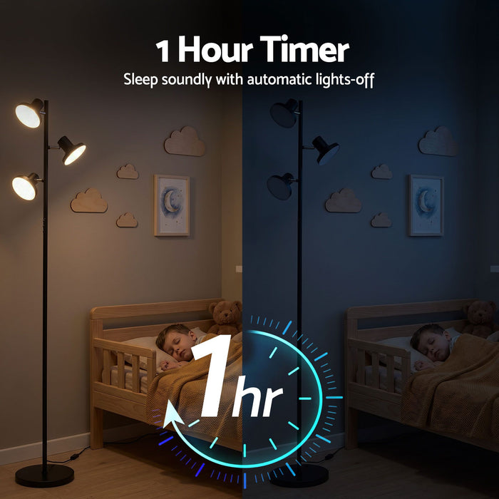 Artiss LED Tree Floor Lamp, 36W Modern Dimmable Standing Lamp with Remote & Touch Control, 4 Color Temperatures, 3 Rotatable LED Light Floor Lamps for Living Room, Bedroom, Office