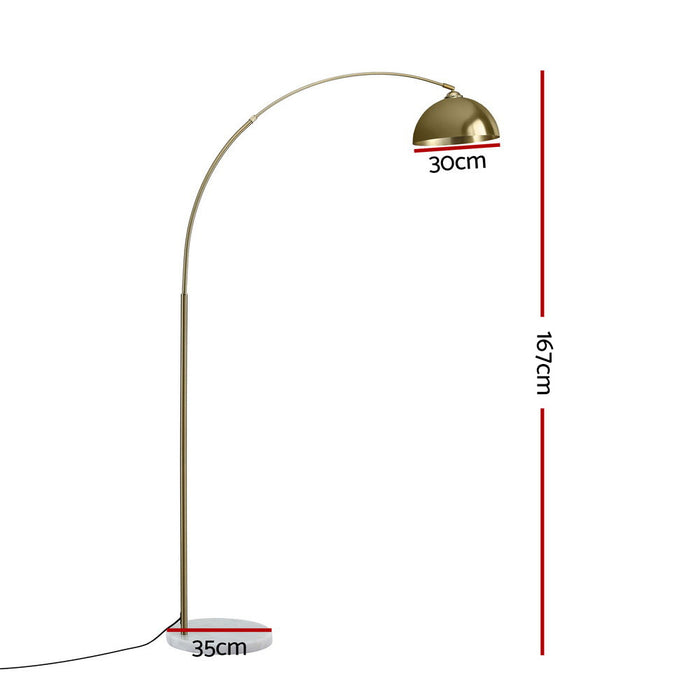 Artiss Modern Arched Floor Lamp Gold Brass Standing Heavy-Duty Marble Base for Living Room Bedroom