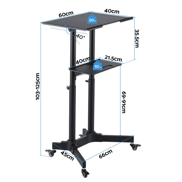 Artiss Mobile Lectern Stand, Adjustable Sit-to-Stand Presentation Podium w/ Wheels Black