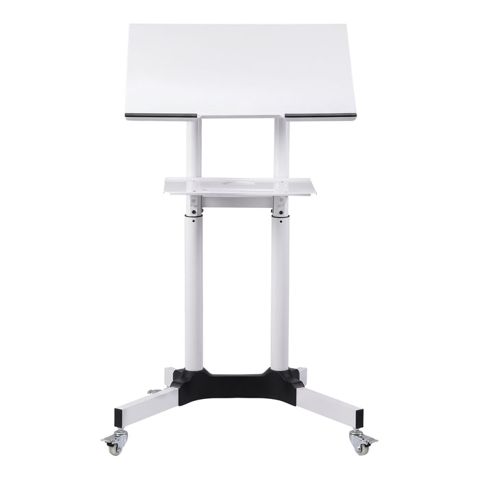 Artiss Mobile Lectern Stand, Adjustable Sit-to-Stand Presentation Podium w/ Wheels White