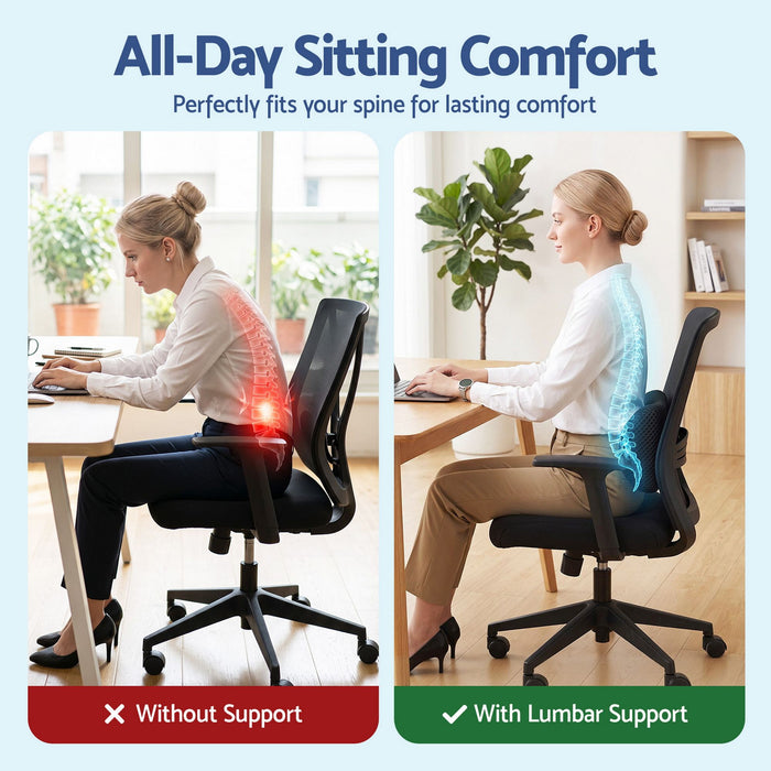 Artiss Lumbar Support Pillow for Office Chair and Car Ergonomic Memory Foam Lumbar Pillow for Lower Back, Breathable Back Support Pillow for Car Seat, Bed and Recliner