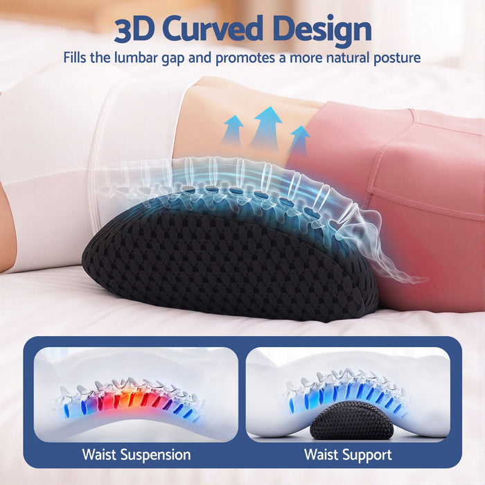 Artiss Lumbar Support Pillow for Office Chair and Car Ergonomic Memory Foam Lumbar Pillow for Lower Back, Breathable Back Support Pillow for Car Seat, Bed and Recliner