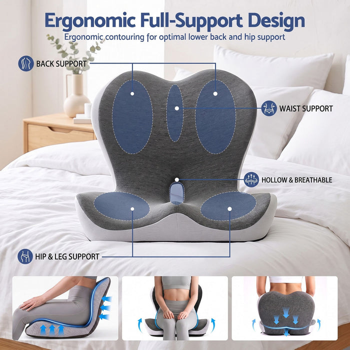 Artiss Ergonomic Seat Cushion with Lumbar Support for Office Chair, Memory Foam Coccyx and Lumbar Support Pad for Car Office Wheelchair Home