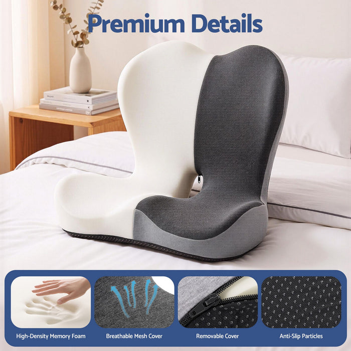 Artiss Ergonomic Seat Cushion with Lumbar Support for Office Chair, Memory Foam Coccyx and Lumbar Support Pad for Car Office Wheelchair Home