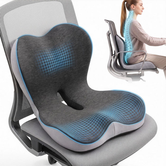 Artiss Ergonomic Seat Cushion with Lumbar Support for Office Chair, Memory Foam Coccyx and Lumbar Support Pad for Car Office Wheelchair Home