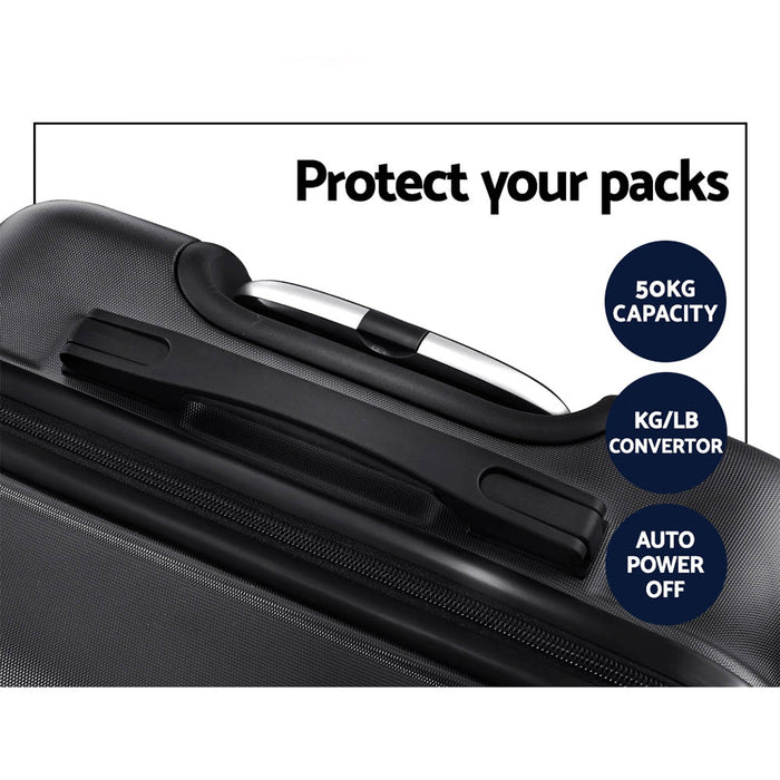 Wanderlite 3Set 20-24-28 Inch Luggage with TSA Lock Spinner Carry On Hard Shell Travel Suitcase Luggage Case Black