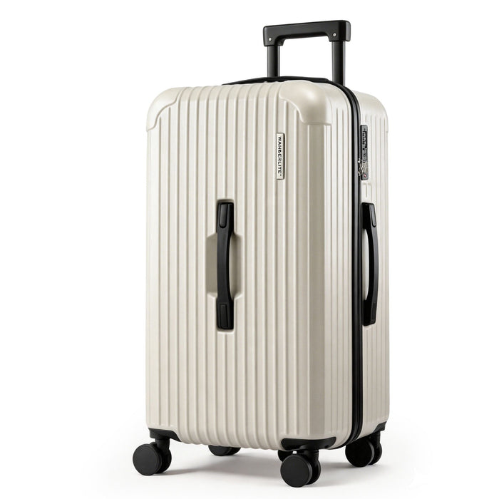 Wanderlite 28" Trunk Luggage Suitcase Travel 5 Wheels Type-C Port TSA Smoky White
