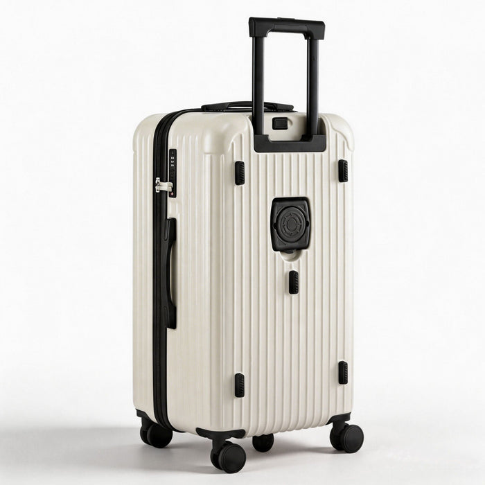 Wanderlite 28" Trunk Luggage Suitcase Travel 5 Wheels Type-C Port TSA Smoky White