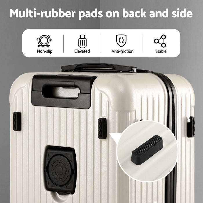 Wanderlite 28" Trunk Luggage Suitcase Travel 5 Wheels Type-C Port TSA Smoky White