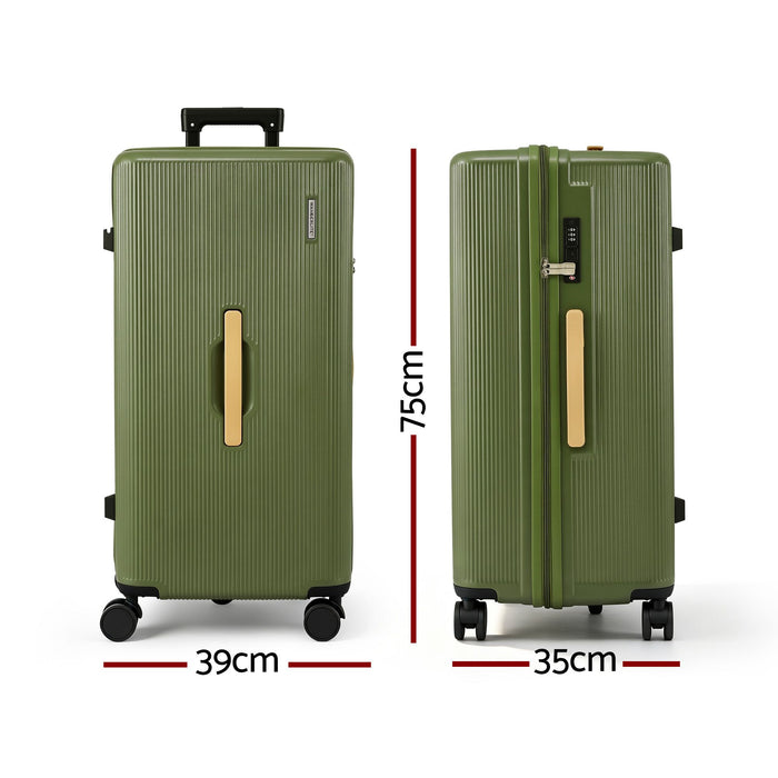 Wanderlite 28" Modern Vertical Trunk Luggage Suitcase Travel 5 Wheels Type-C TSA Olive Green