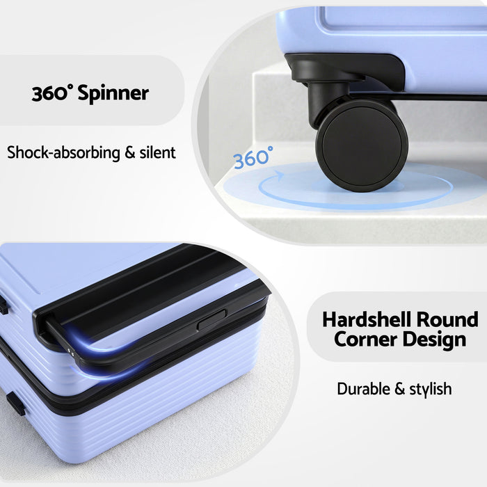 Wanderlite 28" Wide Handle Luggage Suitcase Travel TSA Lock Light Blue
