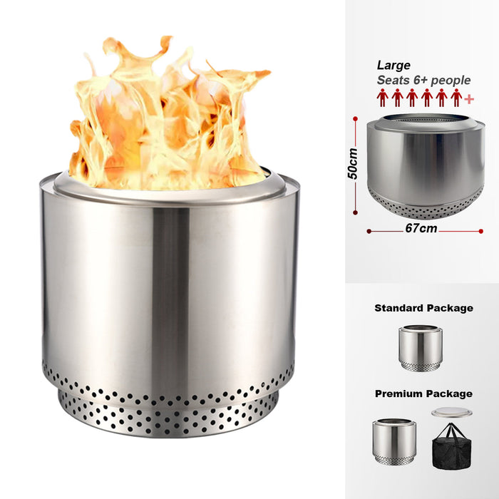 TOW Smokeless Fire Pit, 26.5inch Wood Burning Fireplaces with Removable Ash Pan, Portable Outdoor Bonfire Firepit with Stand, Backyard, Patio & Camping, Stainless Steel, Easy Ignition & Setup Trade Me