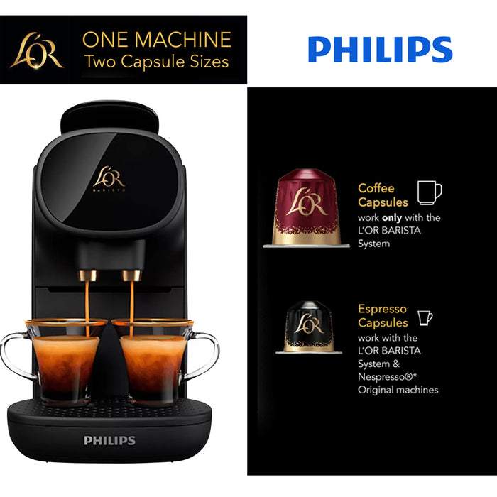 Philips L'or Barista Premium Capsule Espresso Machine 800ml Water Tank - Black
