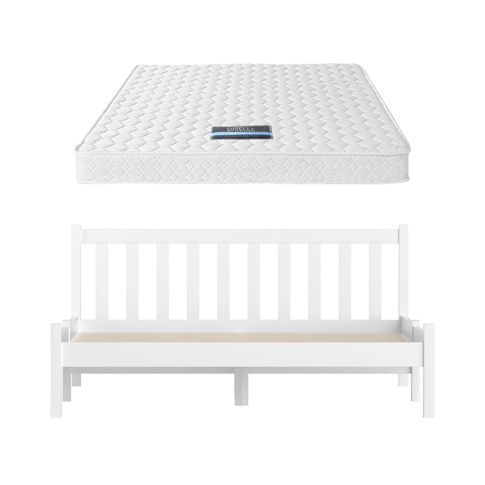 Giselle Double Mattress with Artiss Wooden Bed Frame Natural Pine Timber Base