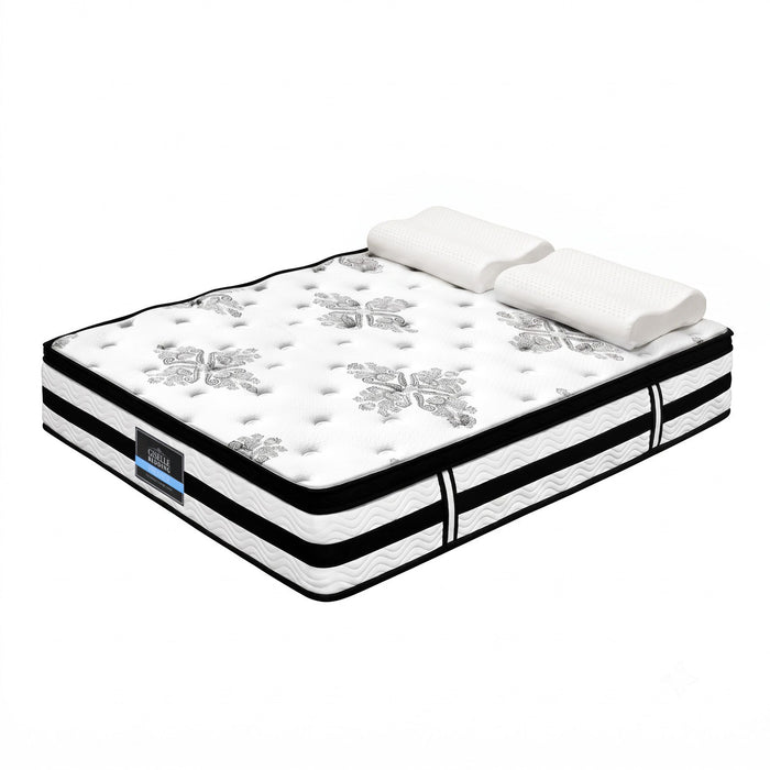 Giselle Queen 34cm 5-Zone Euro Top Pocket Spring Mattress with 2 Natural Latex Contour Pillows