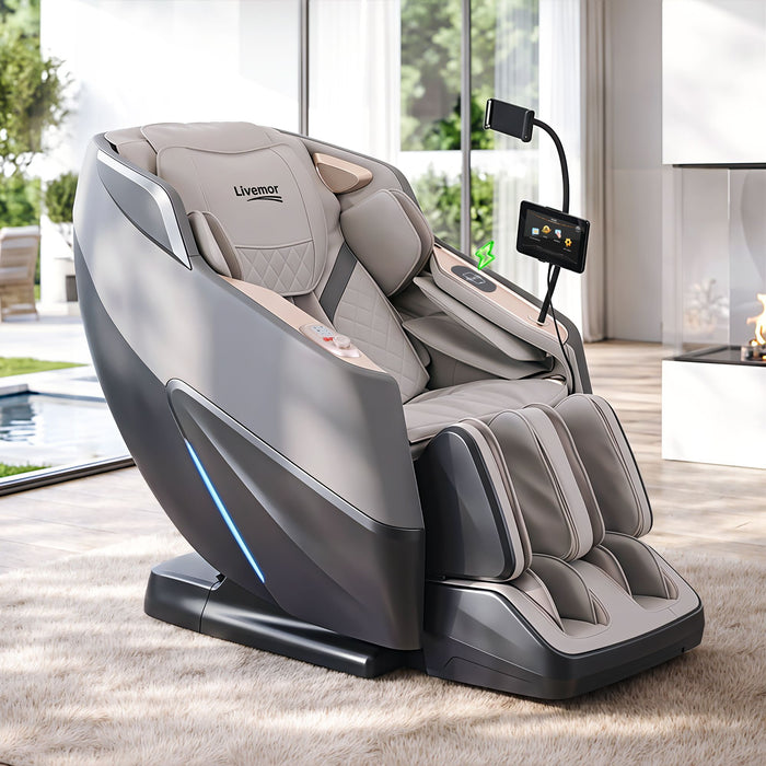 Livemor Elite Pro 4D Massage Chair with AI Wellness Detection & AI Body Scan, Zero Gravity, Full Body Air Compression, Extended SL Track, 12 Auto Programs, Professional Foot Massage, Waist Heating, Voice Control