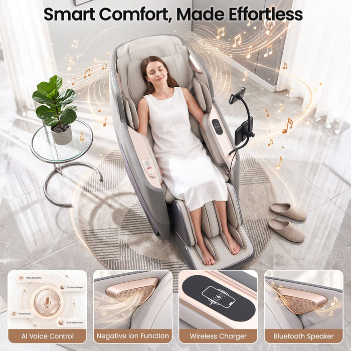 Livemor Elite Pro 4D Massage Chair with AI Wellness Detection & AI Body Scan, Zero Gravity, Full Body Air Compression, Extended SL Track, 12 Auto Programs, Professional Foot Massage, Waist Heating, Voice Control