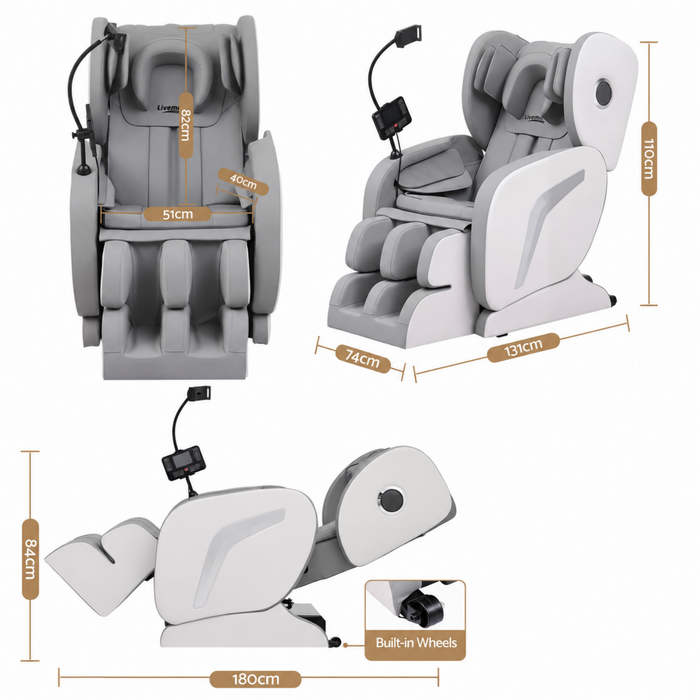 Livemor Full Body Massage Chair VEGA, Foot Roller, Waist & Calf Heat, Recliner, Airbags Compression