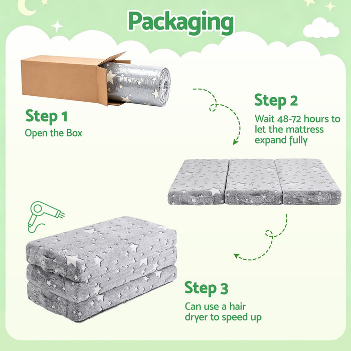 Giselle Bedding Foldable Cot Mattress for Travel Cot, Glow-in-Dark Cover