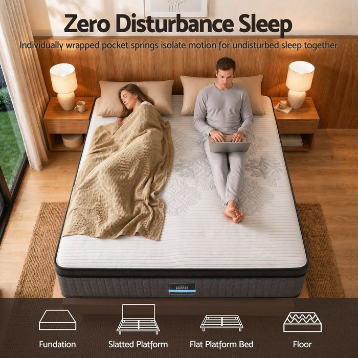 Giselle Bedding Queen Mattress 37cm 4-in-1 Adjustable Firmness Cooling Gel Memory Foam Dual-Zone Flippable for Couples