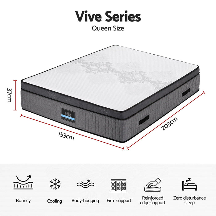 Giselle Bedding Queen Mattress 37cm 4-in-1 Adjustable Firmness Cooling Gel Memory Foam Dual-Zone Flippable for Couples