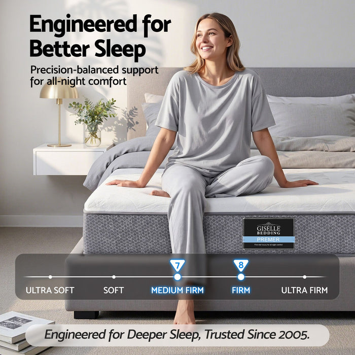 Giselle Bedding King Mattress 23cm Pocket Spring Mattress with Adjustable Firmness Reversible Foam Layer for Medium Firm & Firm Support Motion Isolation Bedroom Bed