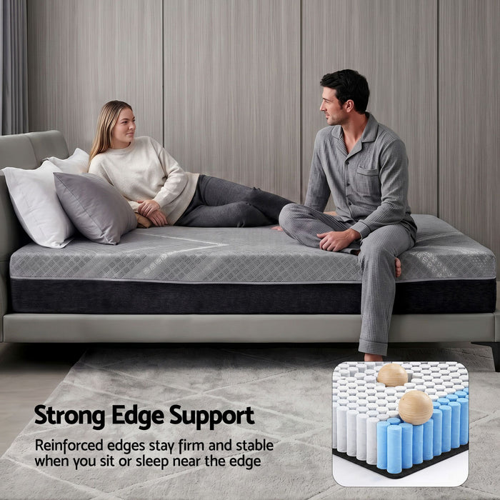 Giselle Double Mattress 26cm Firm Pocket Spring Dual Edge Support Dark Grey