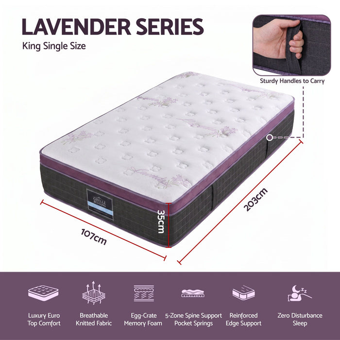 Giselle King Single Euro Top Mattress Firm Pocket Spring Edge Support