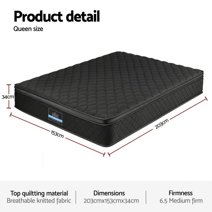 Giselle Bedding Mattress 34cm 5-Zone Pocket Spring Egg-crate Memory Foam Queen