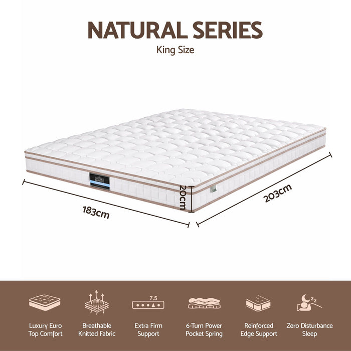 Giselle 20cm Firm King Mattress Pocket Spring for Bedroom or Guest Room