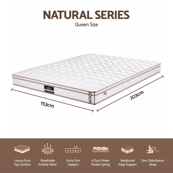 Giselle 20cm Firm Queen Mattress Pocket Spring for Bedroom or Guest Room