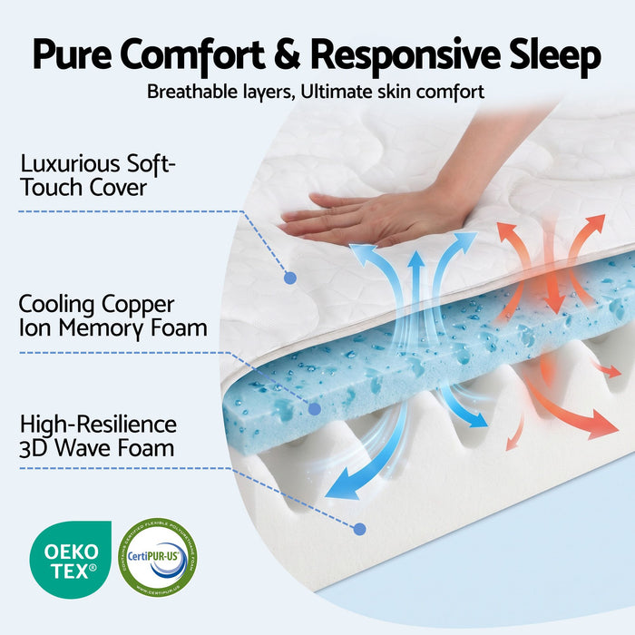 Giselle 35cm King Single Mattress Firm with Copper Memory Foam and Edge Support