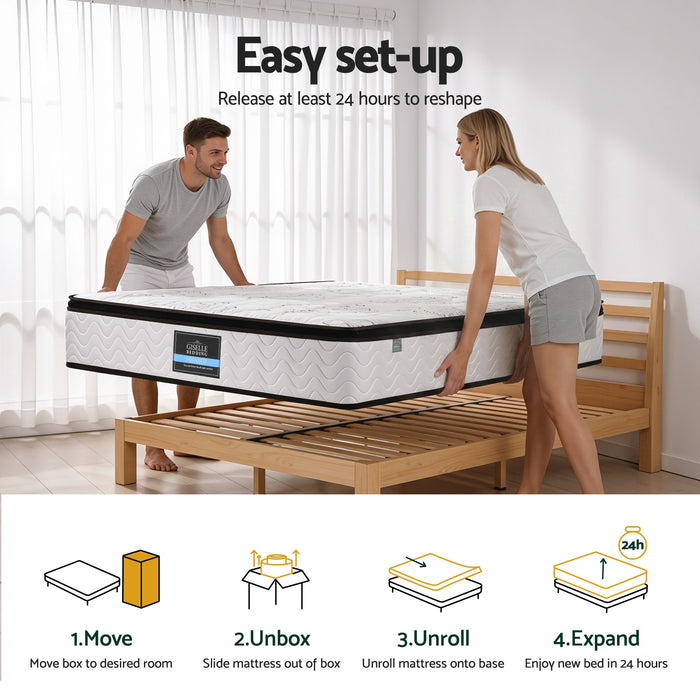 Giselle Bedding 30cm Mattress Pocket Spring Medium Firm Foam Euro Top King Single