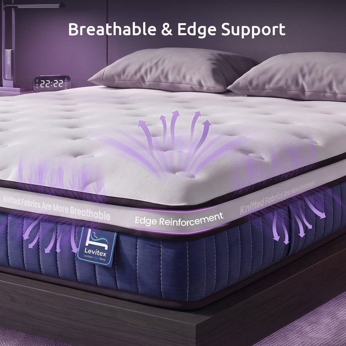 Levitex Double Mattress 23CM With Pocket Spring & Cooling Gel Foam, Medium-Firm Full-Body Support, Mattresses In A Box