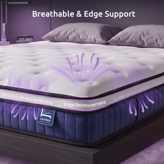 Levitex King Mattress 23CM With Pocket Spring & Cooling Gel Foam, Medium-Firm Full-Body Support, Mattresses In A Box