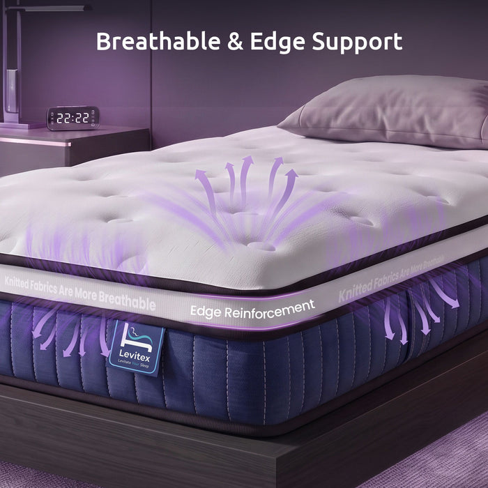 Levitex King Single Mattress 23CM With Pocket Spring & Cooling Gel Foam, Medium-Firm Full-Body Support, Mattresses In A Box